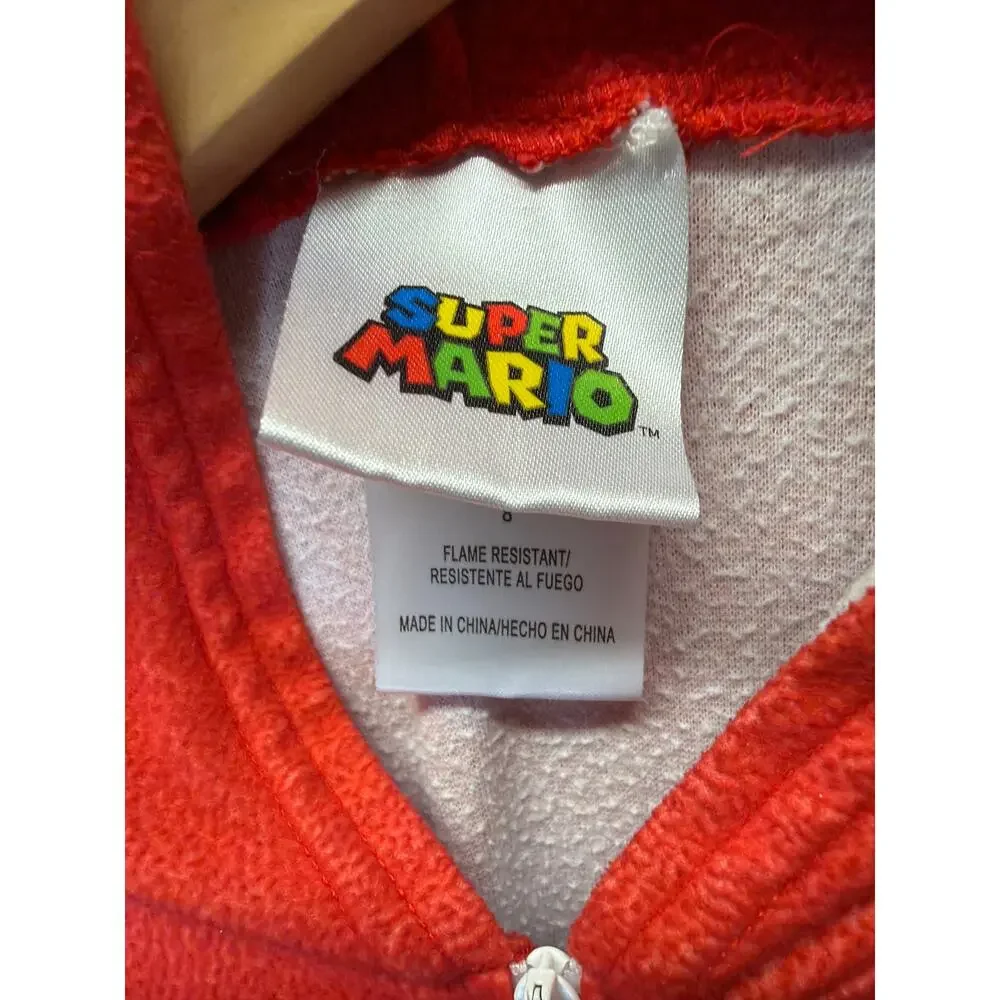 Nintendo Super Mario Boys Kids Pajamas Costume Union Suit Hooded‎ Size 8 M